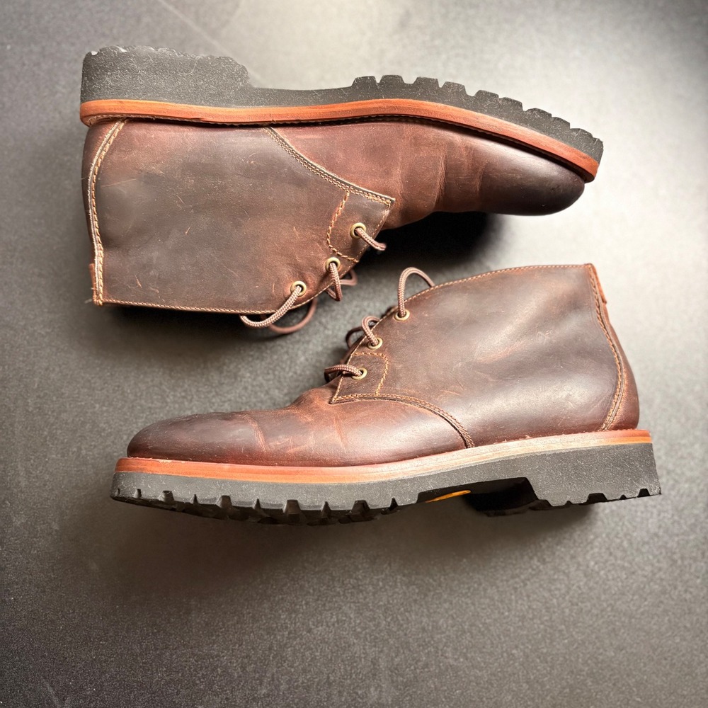 H.S. Trask leather Men Sz 9‎ Brown Chukka Ankle Boots durable Chelsea distressed - Picture 2 of 10